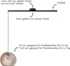 Diagram showing the features and specifications of a pendant light suspension system. Produktbild-Vorschau