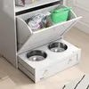 PawHut – skriňa na krmivo pre domáce zvieratá so 2 miskami Náhľad obrázku produktu 9