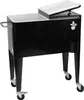 A black cooler on wheels with a white lid. Produktbild-Vorschau