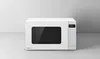 A white Panasonic microwave oven is displayed against a light gray and white background. Produktbild-Vorschau