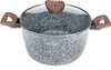 A speckled gray pot with wooden handles and a glass lid. Náhľad obrázku produktu