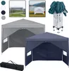 A collage of images showcasing different colors and configurations of a pop-up canopy tent, including a folded frame and a tent set up in an outdoor environment. Produktbild-Vorschau