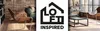 A collage of three images showcasing loft-style interior design, with a central logo. Podgląd zdjęcia produktu