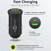 A black car charger with USB ports and descriptive text. Anteprima dell’immagine prodotto