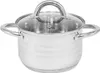A stainless steel pot with a glass lid and handles, shown against a white background. Produktbild-Vorschau