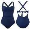 Badeanzug Damen Bauchweg - Einteiler Dunkelblau - Push Up - Produktbild-Vorschau 7