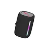 A black portable Bluetooth speaker with colorful LED lights. Produktbild-Vorschau