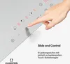 A hand is shown interacting with the touch controls of a white induction hob. Produktbild-Vorschau