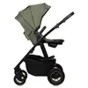 A side view of a green and black baby stroller against a white background. Produktbild-Vorschau