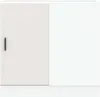 A white cabinet with a black handle, divided into two sections. Produktbild-Vorschau