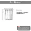 A diagram illustrating the dimensions of a curtain, with accompanying text providing size details and notices. Produktbild-Vorschau
