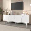 A modern living room with a white TV stand and a wall-mounted television. Náhled obrázku produktu