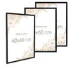 Three black picture frames are displayed in a staggered arrangement against a white background. Each frame has a floral design in the corners and text indicating 'Bilderrahmen 40x60 cm'. Produktbild-Vorschau