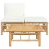 3-tlg. Garten-Lounge-Set mit Kissen Creme Bambus Produktbild-Vorschau 3