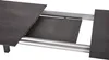 A close-up view of an extendable table with a dark gray surface and silver metal runners. Produktbild-Vorschau