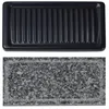 A black grill plate and a granite stone surface are shown. Produktbild-Vorschau