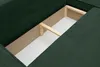 A close-up view of the interior storage compartment of a green sofa. Produktbild-Vorschau