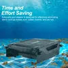 An automatic pool cleaner is shown underwater in a swimming pool, surrounded by fallen leaves. Produktbild-Vorschau