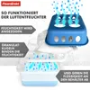An illustration showing how an air dehumidifier works, with arrows indicating moisture absorption and collection. Náhled obrázku produktu