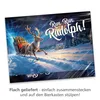 A reindeer pulling a sleigh full of beer bottles through a snowy landscape at night, with a house in the background. Produktbild-Vorschau