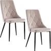 Two beige upholstered dining chairs with black metal legs are shown against a white background. Produktbild-Vorschau