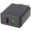 Dual USB snellader, USB QC3.0, 28W, zwart. Laadt tot 4 keer Productafbeelding-voorbeeld 3