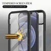 A close-up marketing image of an iPhone 12 Mini case with a simulated bullet impact on the screen protector. Produktbild-Vorschau