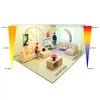 A diagram illustrating the heating distribution in a living room with a far-infrared heater and a convector heater. Produktbild-Vorschau