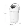 A white diaper pail with gray accents and dimensions indicated by lines and text. Produktbild-Vorschau