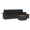 Design 6-tlg. Garten-Sofagarnitur mit Kissen Schwarz Poly Produktbild-Vorschau 2