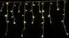 A string of icicle-shaped LED lights hanging against a black background. Produktbild-Vorschau
