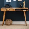 Massiver Schreibtisch RETRO 120cm Mangoholz Bürotisch mit Produktbild-Vorschau 1