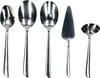 A set of five stainless steel serving utensils arranged horizontally against a white background. Produktbild-Vorschau