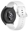 The back of a smartwatch with a white silicone band and a silver buckle. Náhled obrázku produktu