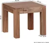 A wooden side table with dimensions indicated by measurement lines and text. Anteprima dell’immagine prodotto