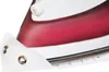 A close-up shot of the sole and front tip of a clothes iron, with a white protective cover attached to the soleplate. Produktbild-Vorschau