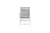 A white outdoor chair with a light gray fabric seat and back. Produktbild-Vorschau