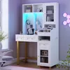Merax Schminktisch mit LED, 3 Schubladen, Glasvitrine, Produktbild-Vorschau 1