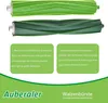 Two green vacuum cleaner brush rolls are shown above two green text boxes with German text, and a green wavy border at the bottom with brand text. Produktbild-Vorschau
