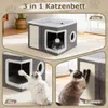 Vigevee kattenbedden, kattenhol, opvouwbaar met krabplank Productafbeelding-voorbeeld 3