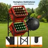 A product collage featuring a metal shelving unit holding red crates filled with beer and water bottles, set against a grassy outdoor background. A wrecking ball is shown impacting the shelving unit, and there are close-up inset images highlighting product Produktbild-Vorschau