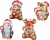 Four illuminated Christmas-themed animal figures (bear, owl, penguin, reindeer) holding candy canes, set against a white background. Voir les images du produit