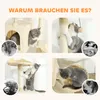 A collage of images showing cats interacting with a cat tree, highlighting its features and use. Náhled obrázku produktu