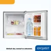 An open mini-refrigerator with food and drinks inside. Produktbild-Vorschau