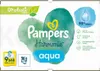 Pampers Harmonie Aqua baby wipes packaging with product branding and feature callouts. Produktbild-Vorschau
