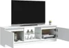 A white TV stand with a black TV on top, shown from a slightly diagonal angle with some doors open. Náhľad obrázku produktu