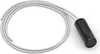 A black cylindrical sensor with a white cable coiled around it, set against a white background. Produktbild-Vorschau