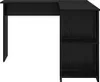 A black corner desk with shelves on a white background. Náhled obrázku produktu