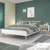 Lit adulte - AALBORG - 140 x 190 cm - Blanc / Chêne - Voir les images du produit 1