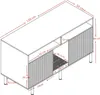 A line drawing of a sideboard with dimensions indicated by red lines and text. Anteprima dell’immagine prodotto